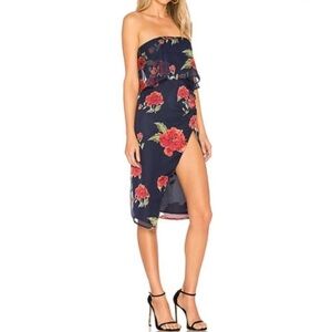 Lovers + Friends Strapless Rose Print Mini Dress